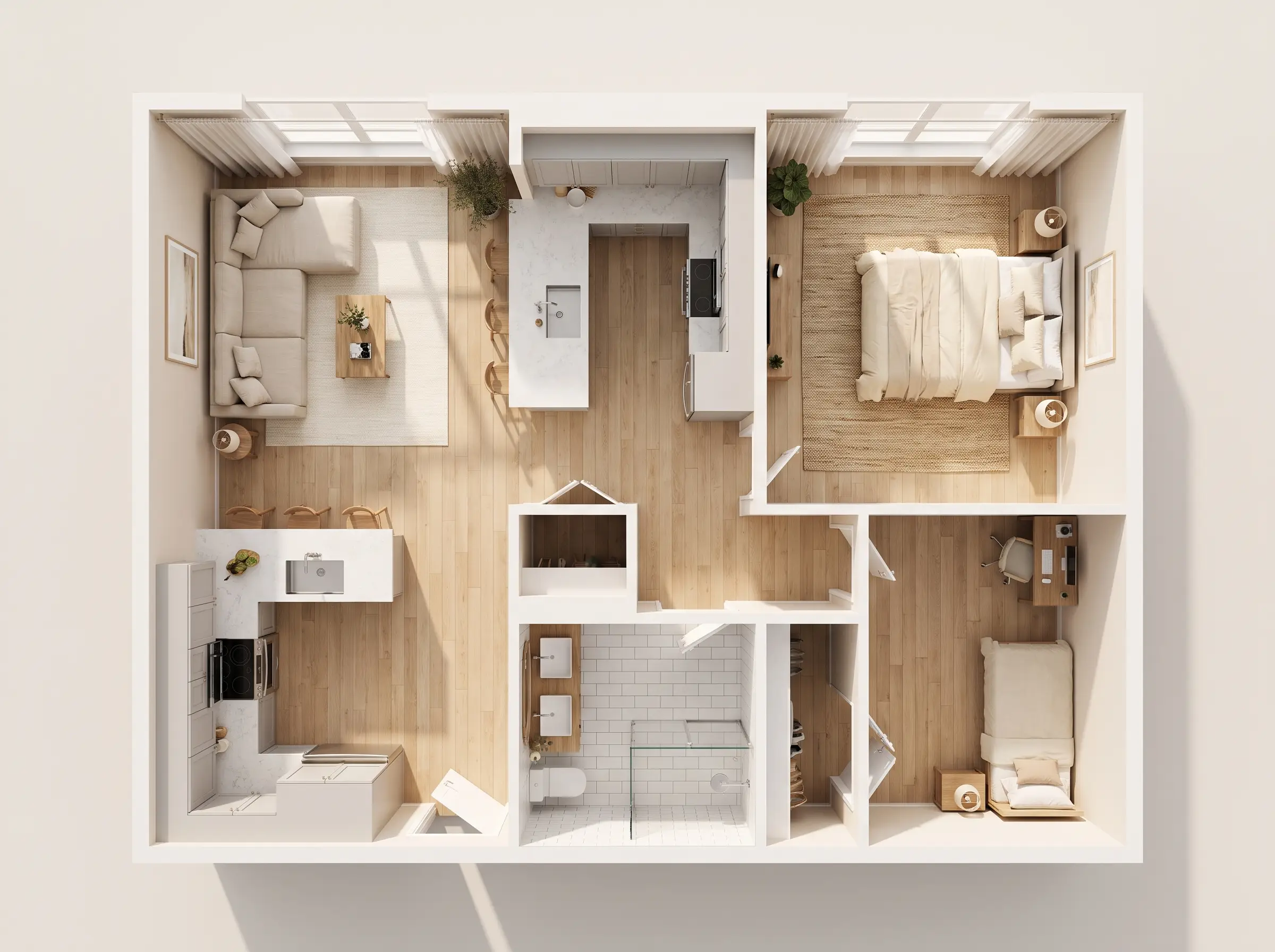 2-bed apartment · furnished top-down