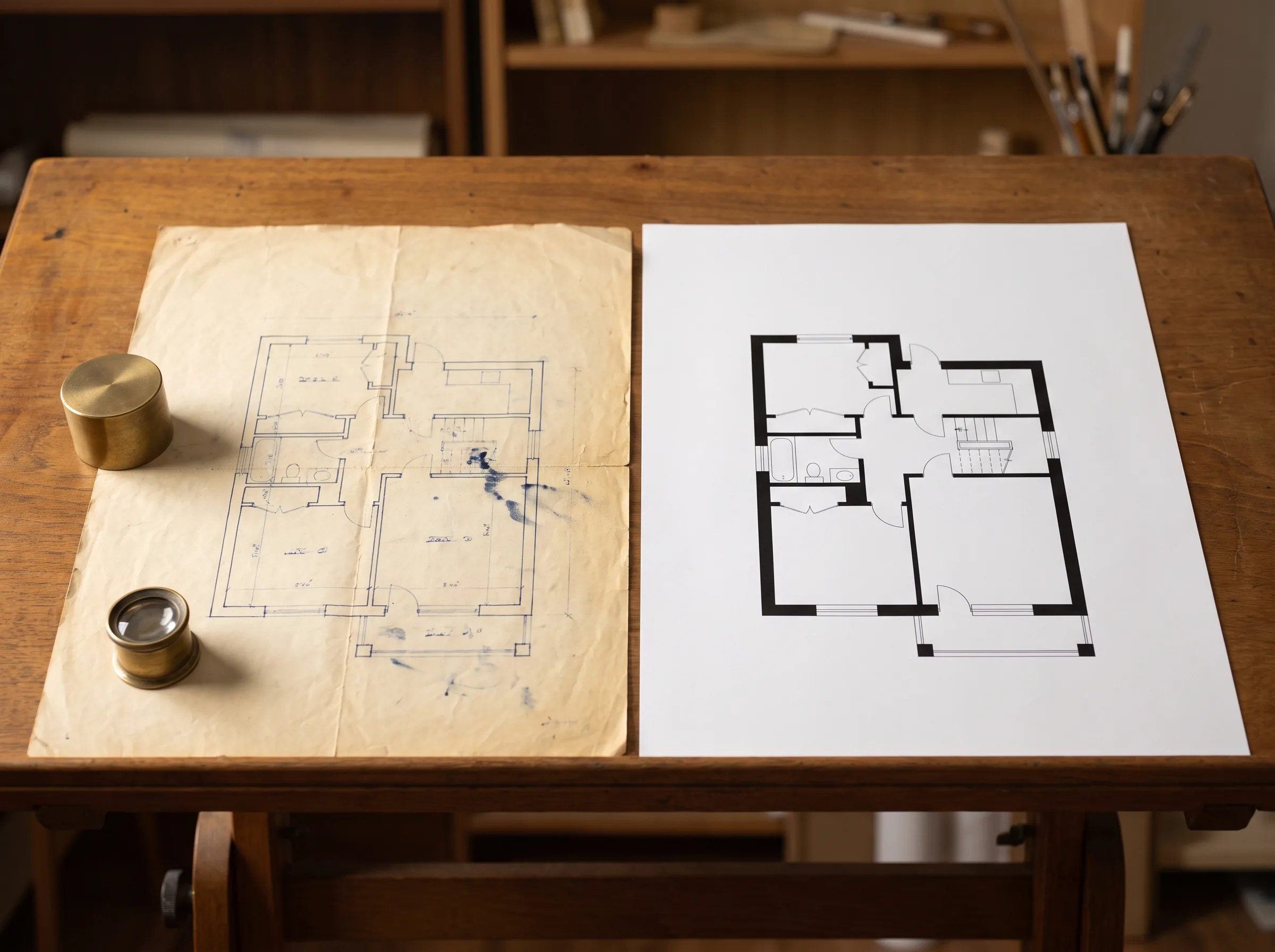 Scanned plan redrawn as clean linework