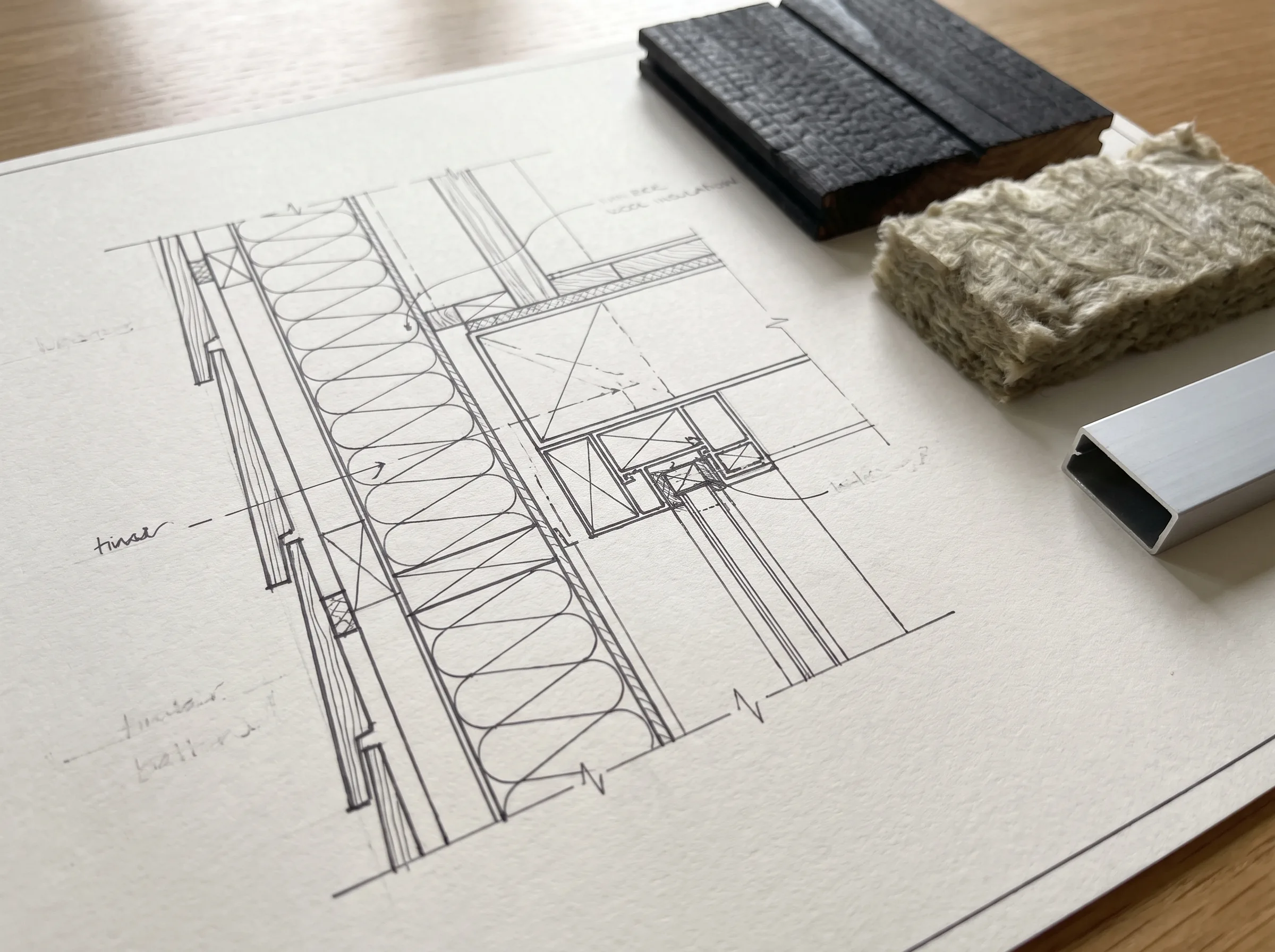 Wall section detail, rainscreen assembly
