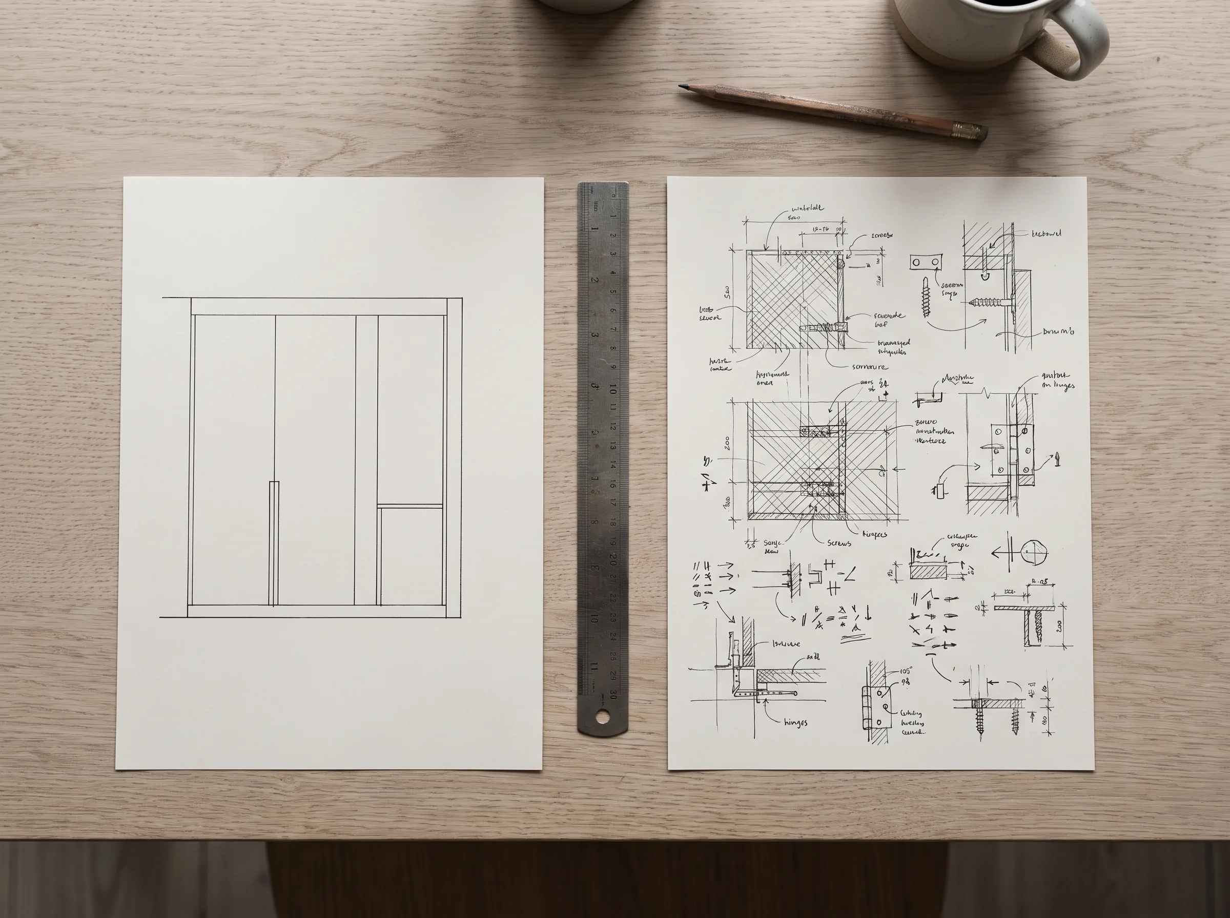 Design drawing and shop drawing compared