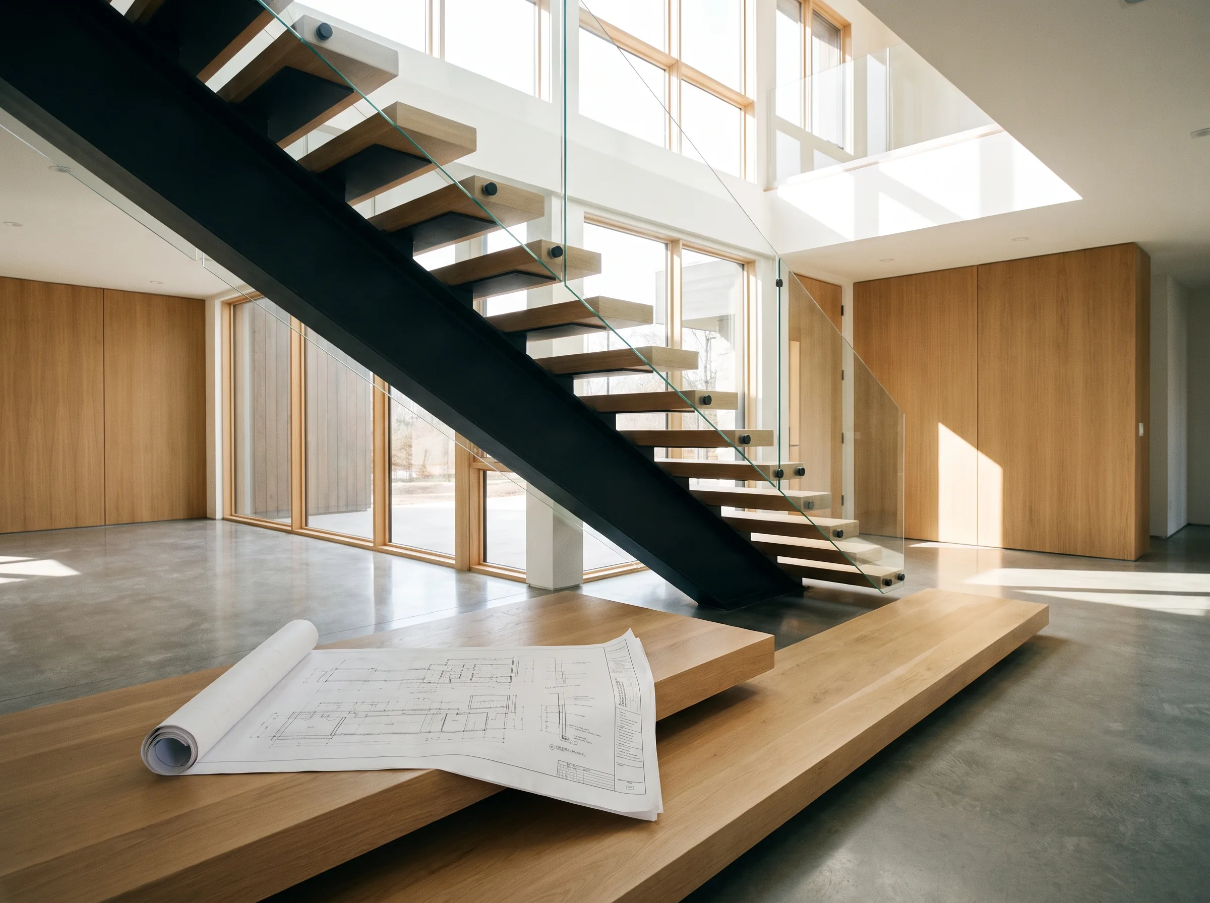 Steel stair shop drawing with the built stair