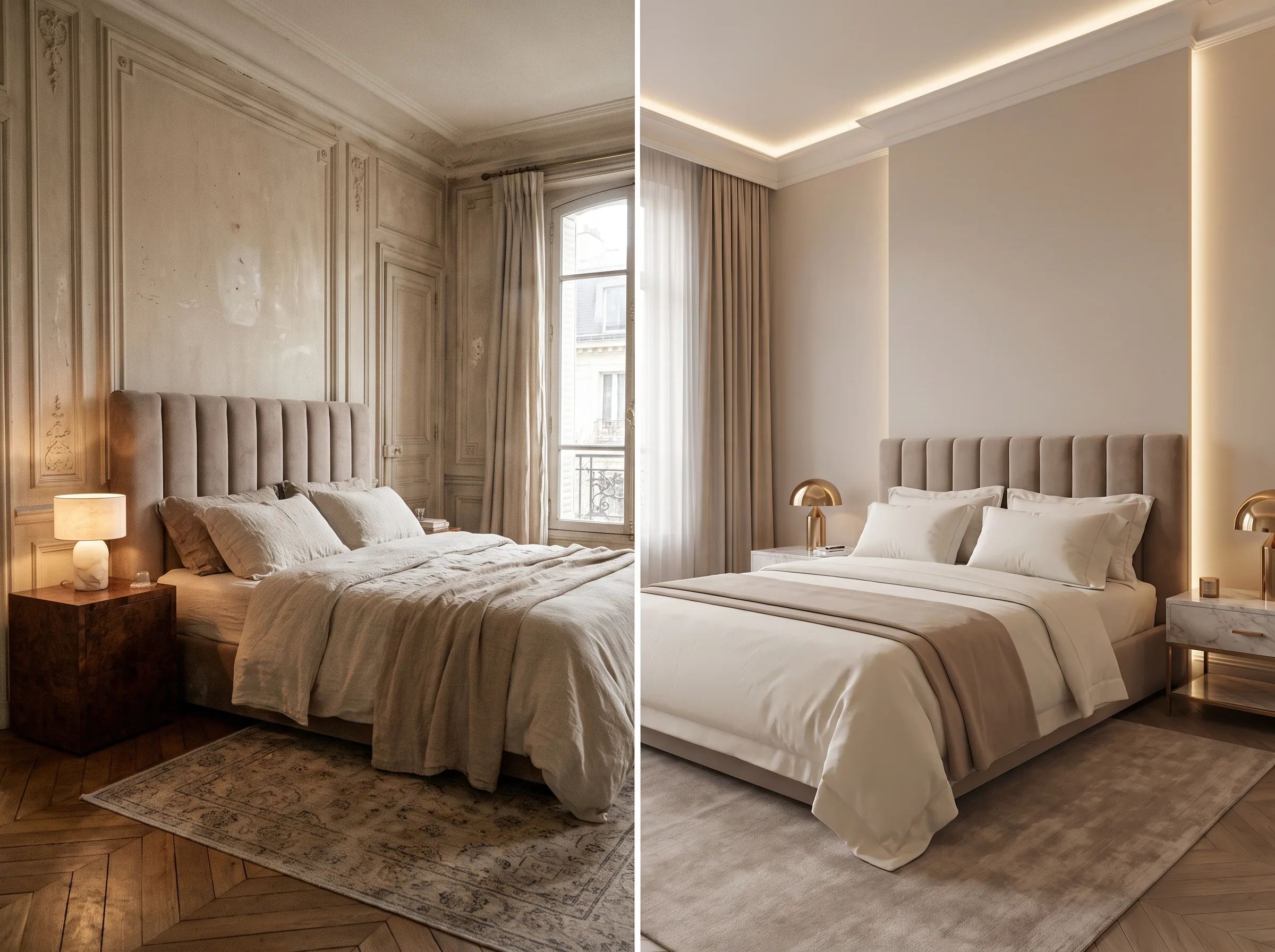Digital staging versus a rendered room