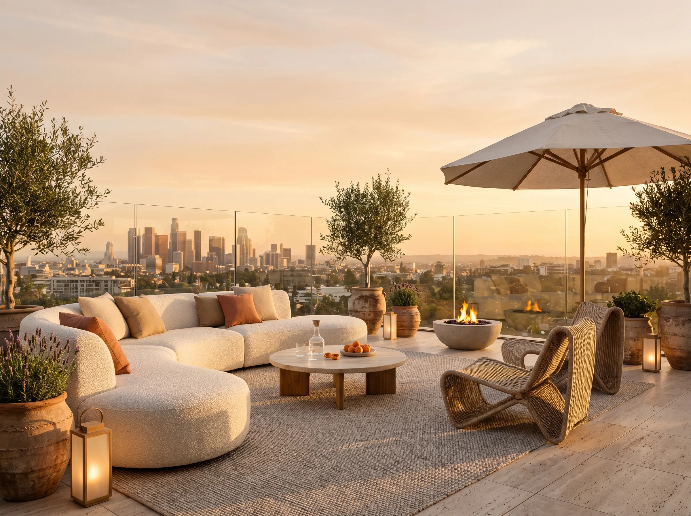 Terrace, staged for summer